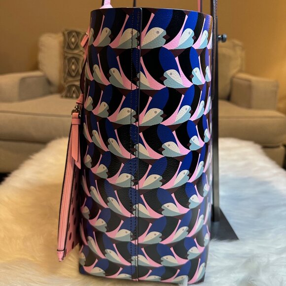 NWOT Kate Spade Leather Arch Love Birds Large Reversible Tote Bag w/ Pouch - Picture 5 of 12
